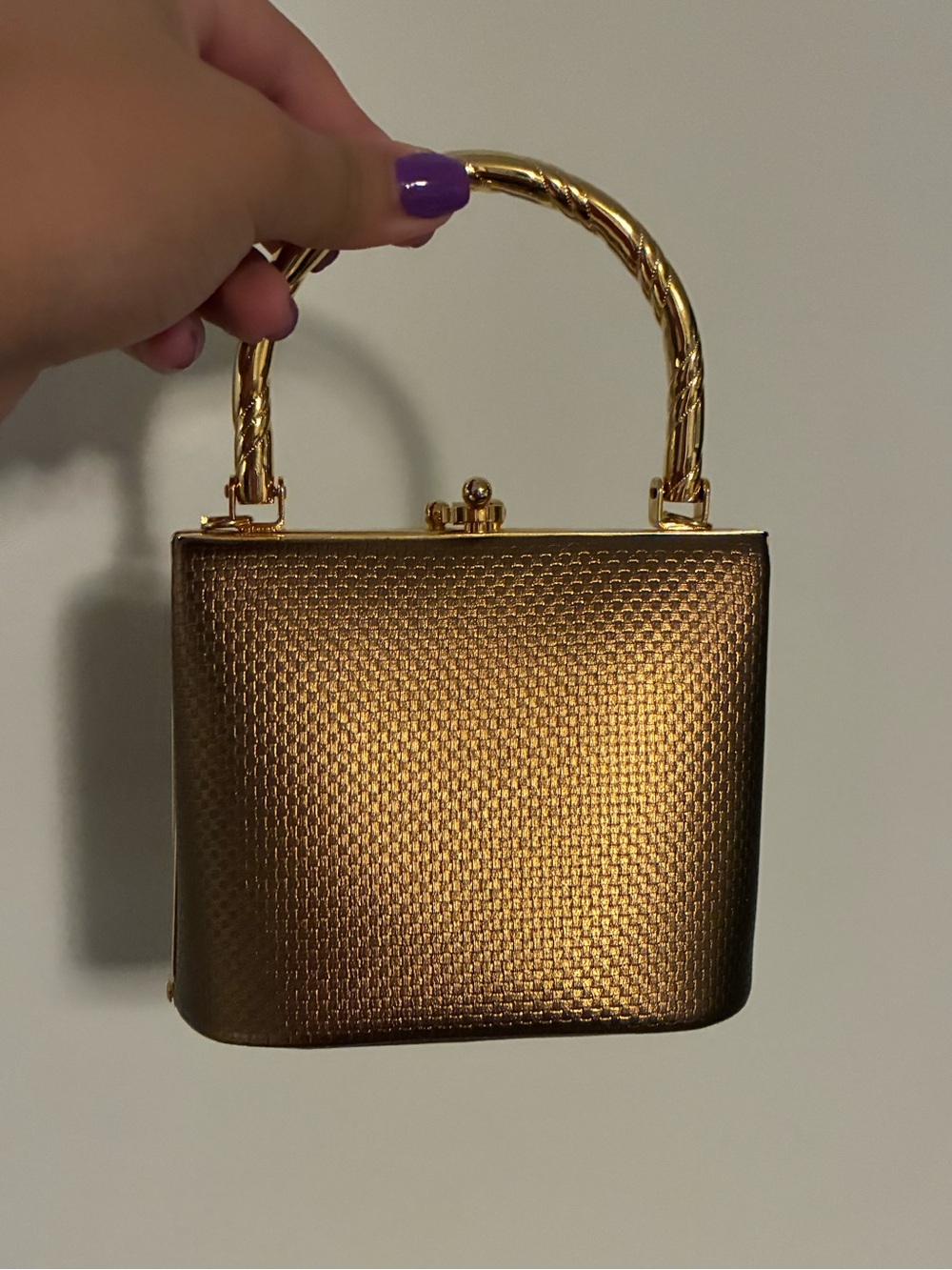 Vintage Metallic Gold Mini Top-Handle Bag